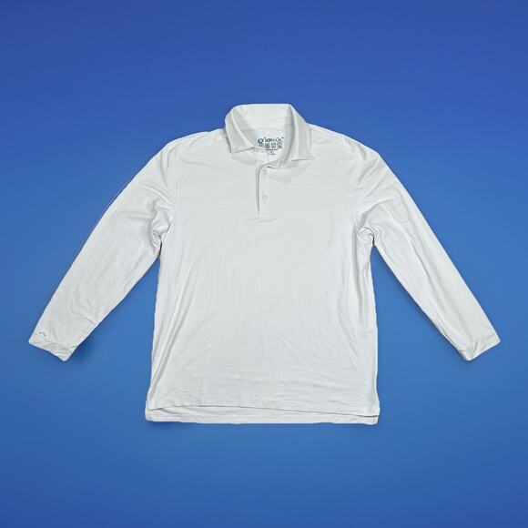 IBKUL Polo Shirt Men's Size Medium White Long Sleeve Golf Performance UPF50+ - Picture 1 of 10